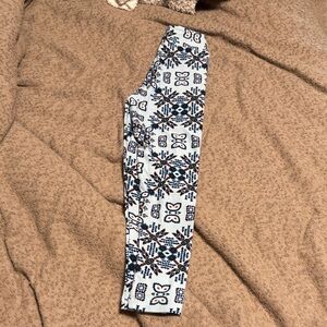 LuLaRoe Kids Leggings with Blue and Black Pattern
